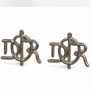 Letter Metallic Logo Stud Earrings